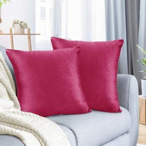 Nestl Throw Pillow Covers Velvet Decorative Hot Pink 20x20